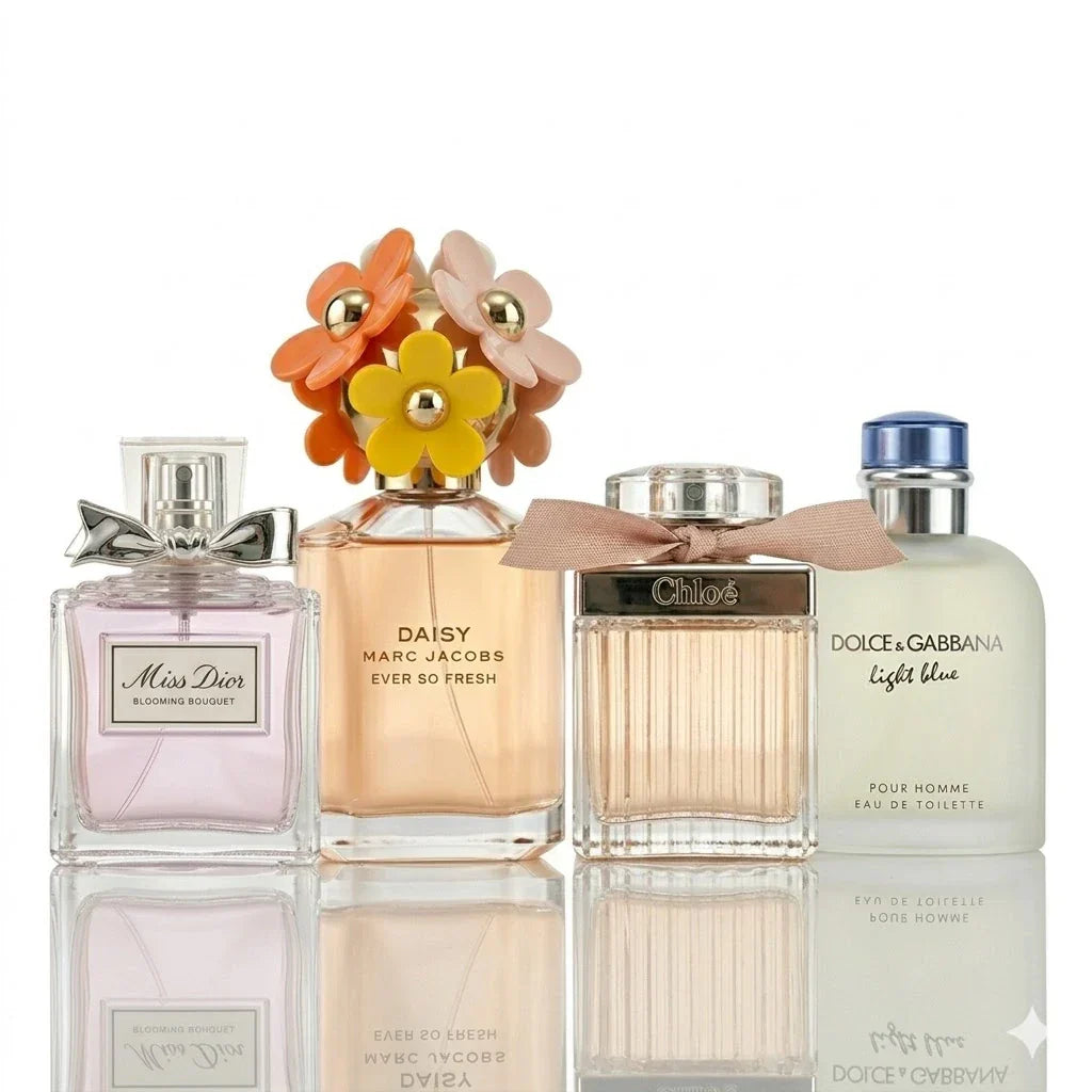 4 smaržu komplekts | Marc Jacobs Daisy Ever So Fresh, Chloé Eau de Parfum, Miss Dior Blooming Bouquet, Dolce & Gabbana Light Blue