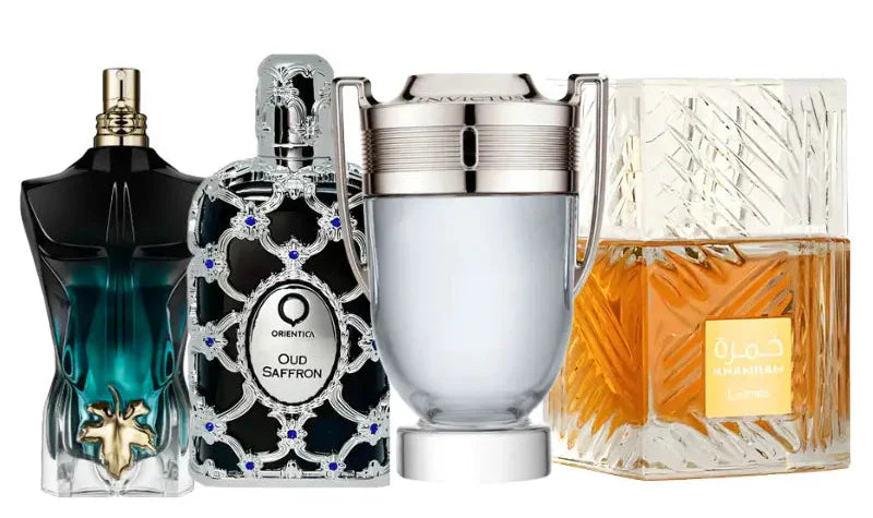 4 smaržu komplekts | Oud Saffron, Invictus, Le Beau Le Parfum, Khamrah
