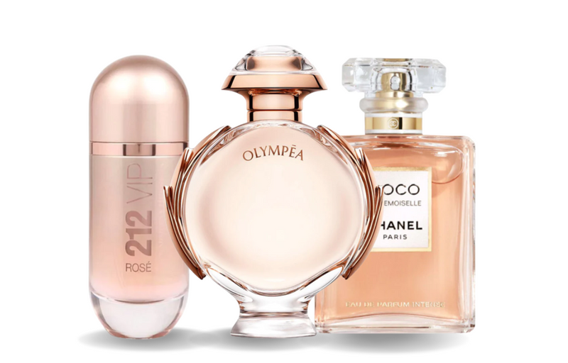 3 smaržu komplekts | Carolina Herrera 212 VIP ROSÉ, Paco Rabanne OLYMPÉA a Chanel COCO MADEMOISELLE 100 ml