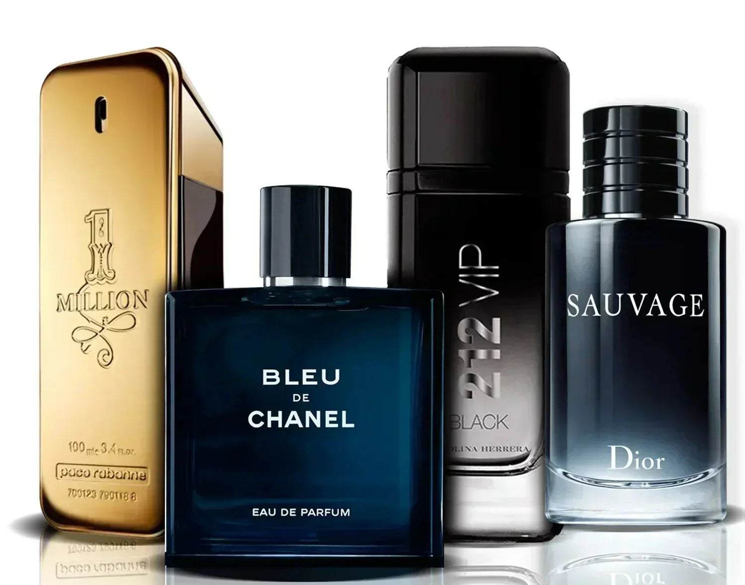 4 smaržu komplekts | One Million, Bleu de Chanel, 212 VIP Black i Sauvage (100 ml)